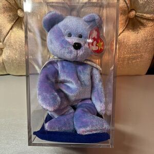 TY Beanie Baby "Clubby II" Retired 03/09/1999 & Display Case, Tag Cover